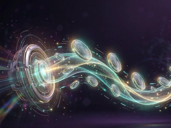 sportsbet.io + Glowing rings connected by curved streams of light